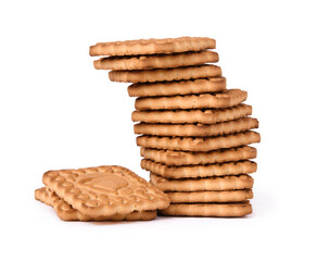 A stack of shortbread cookies on a felome background. Confectionery. Sweets