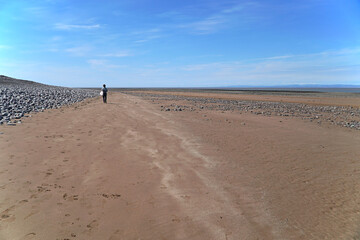 The vast empty beach at Minehead at low tide