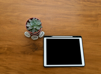 digital tablet with empty screen