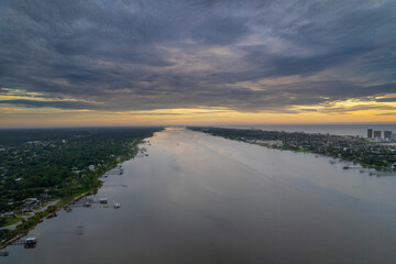Aerial drone view of Daytona Beach, Florida