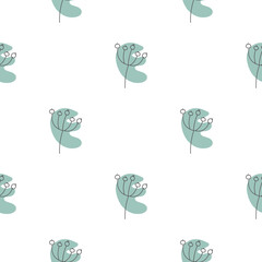 Seamless pattern with leaves and abstract shapes. Abstract Minimalistic Art. Cute kids nursery repeat background. Design in boho style for printing on textile or paper.