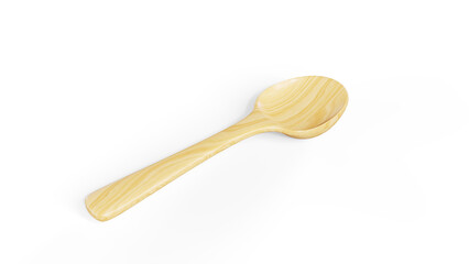 3d rendering. top view of metal spoon with clipping path isolated on white background.