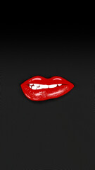 red lips isolated on black Color Abstract Background Perfect 3D illustration Best For Wallpapers.