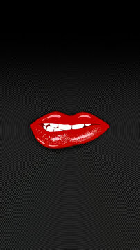 red lips isolated on black Color Abstract Background Perfect 3D illustration Best For Wallpapers.