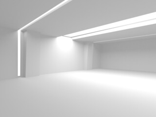 Illuminated corridor interior design. Empty Room Interior Background