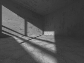Dark Concrete Wall Architecture. Empty Room