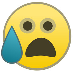 Fototapeta premium Simple flat draw shocking face emoji vector.