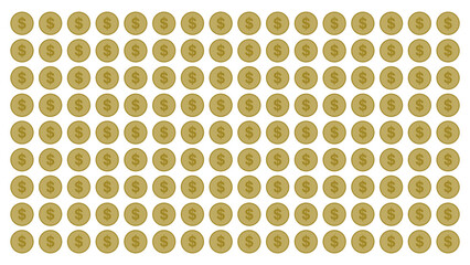 Golden dollar coins background, Vector illustration