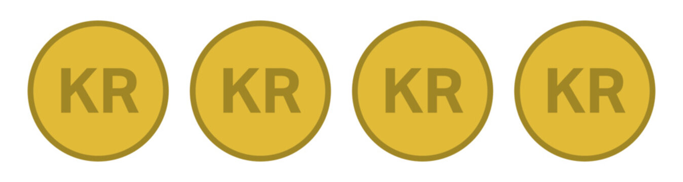 Dansk Krone KR M&oslash;nt. Dansk penge m&oslash;nt, vector 