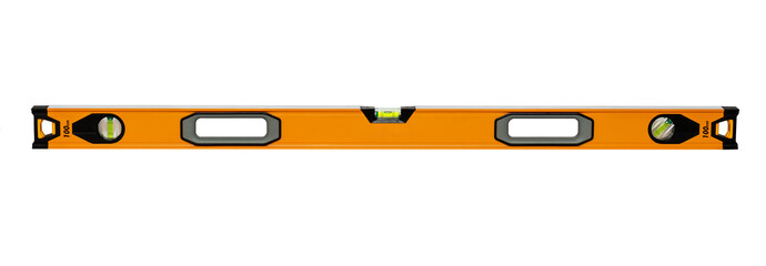 Orange building level on white isolated background is used in construction