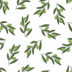 Seamless pattern with olives branches. Vector illustration