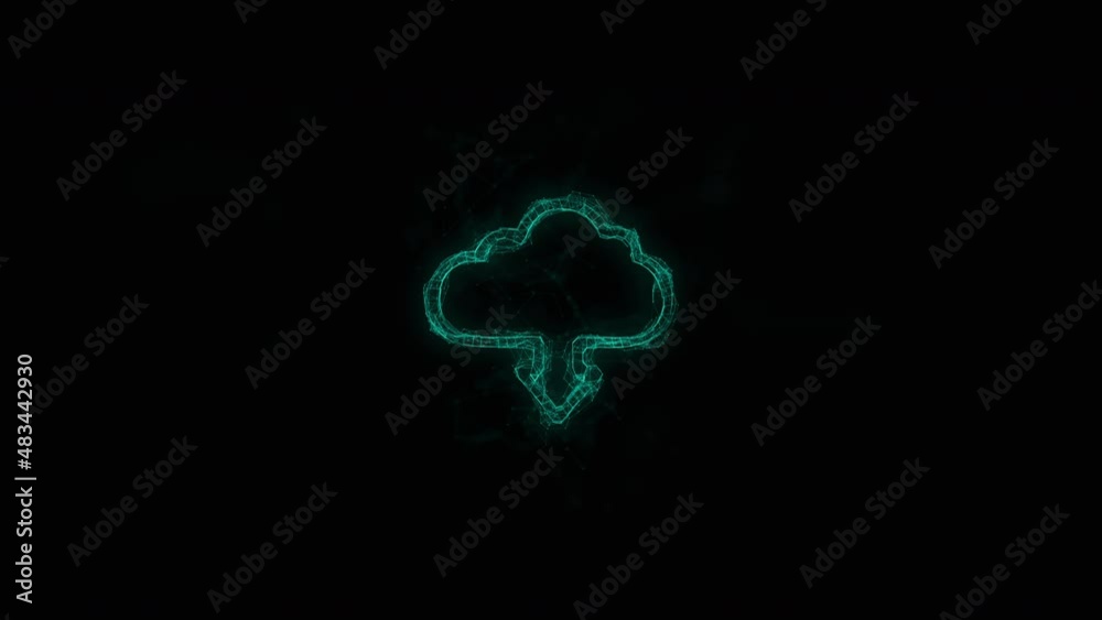 Poster Cloud download icon with plexus effect. Connected lines with dots. Lines plexus