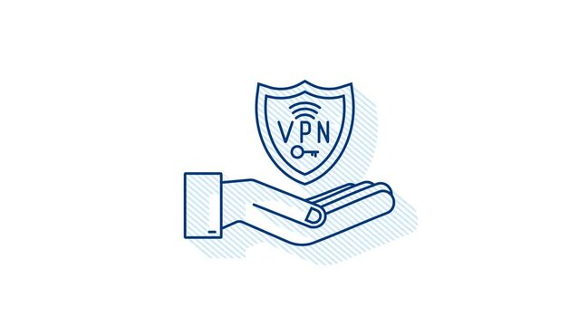 Neon Secure VPN connection concept with hands. Hnads holding vpn sign. Virtual private network connectivity overview. Motion Graphic
