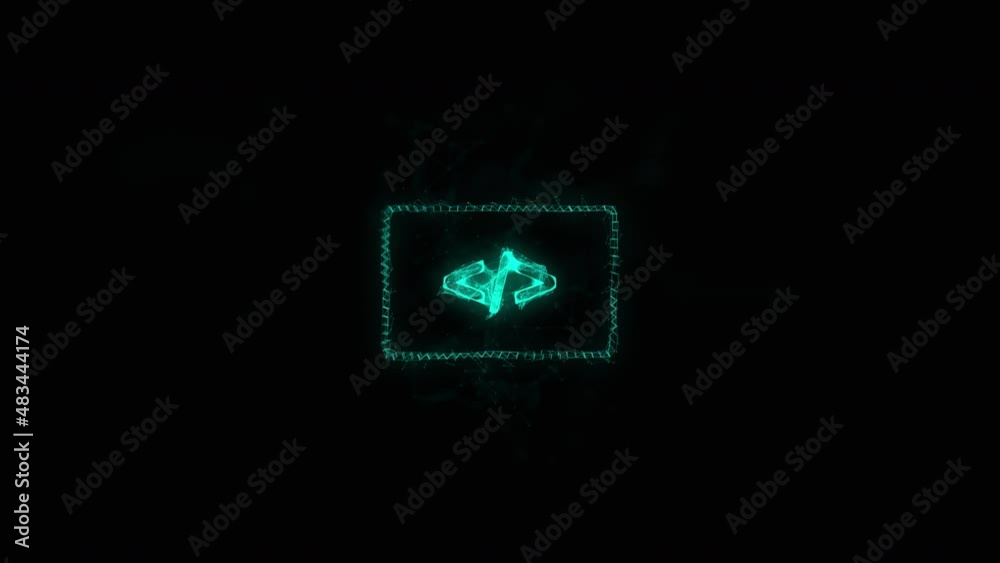 Leinwandbilder Code browser icon with plexus effect. Connected lines with dots. Lines plexus
