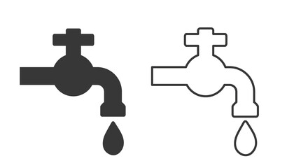 Water tap vector icon - line and flat icon