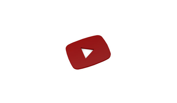 Youtube logo in white background Editorial Image 3D Rendering