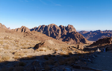 View of the mountain path in the Sinai Mountains