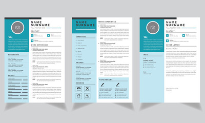  Professional and Clean Resume Layout with Cover Letter Page Set element