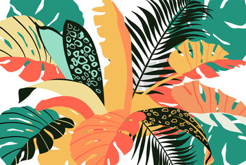 Fototapeta na wymiar Poster with tropical art