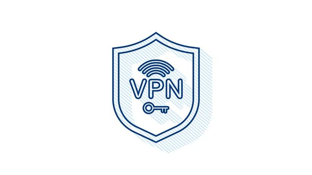 Neon Secure VPN connection concept with hands. Hnads holding vpn sign. Virtual private network connectivity overview. Motion Graphic