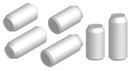 realistic mockup of aluminum can for soft drinks. Template for advertising on the product. 3d vector isolated on white background