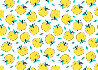 Seamless fruit pattern with juicy apples