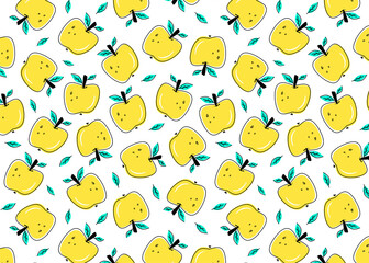 Fototapeta premium Seamless fruit pattern with juicy apples