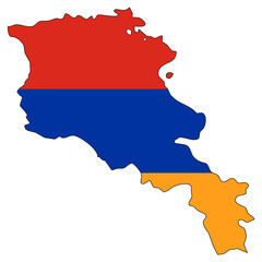 Obraz premium Armenia map with flag - outline of a state with a national flag