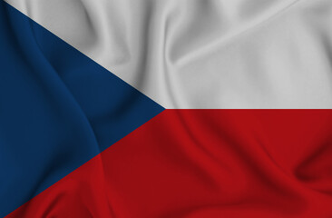 3D illustration of the flag of Czech Republic waving in the wind.