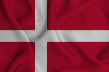 3D illustration of the flag of Denmark waving in the wind.