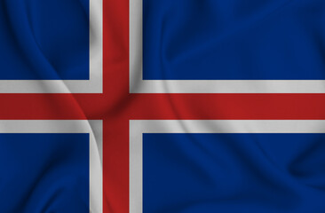 3D illustration of the flag of Iceland waving in the wind.