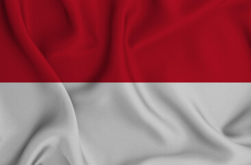3D illustration of the flag of Indonesia waving in the wind.
