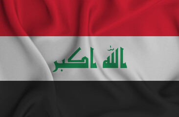 Naklejka premium 3D illustration of the flag of Iraq waving in the wind.