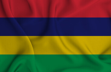Obraz premium 3D illustration of the flag of Mauritius waving in the wind.