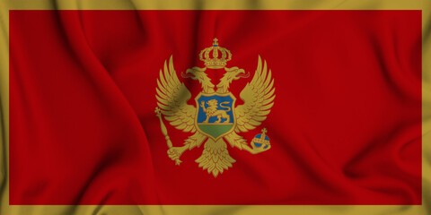 3D illustration of the flag of Montenegro waving in the wind.