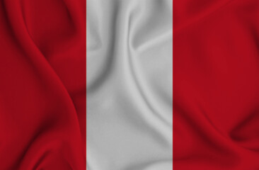 Obraz premium 3D illustration of the flag of Peru waving in the wind.
