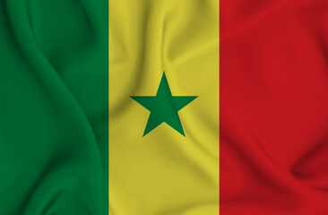 3D illustration of the flag of Senegal waving in the wind.