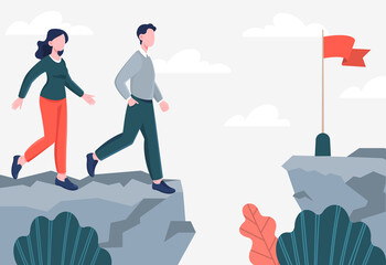 Obraz premium Overcoming obstacles to success concept