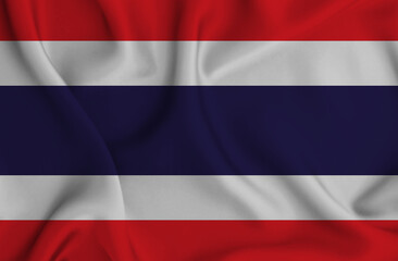 3D illustration of the flag of Thailand waving in the wind.