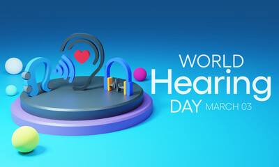 World Hearing day is observed every year on March 3, to raise awareness on how to prevent deafness and hearing loss and promote ear and hearing care across the world. 3D Rendering