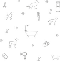 Grooming. Salon for animals. Dog. Cat. Logo. Pattern.