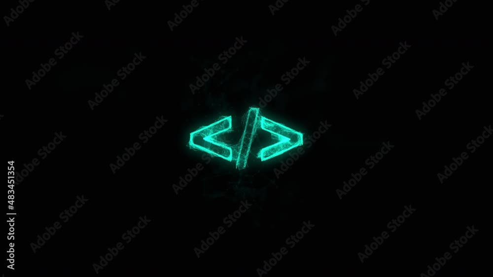 Leinwandbilder Coding code html programming language icon with plexus effect. Connected lines with dots. Lines plexus