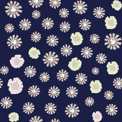 A repeating pattern. Seamless flower ornament. Doodle floral drawing. Handmade graphics. Bedding green and pink shades. For a wedding and Valentines day.Printing on wallpaper and packaging.