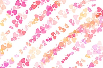 pink background with hearts isolated on white background, colorful wallpaper with heart shaped bokeh lights in diagonal lines, cute minimalistic wallpaper for Valentine’s Day, cover, card template