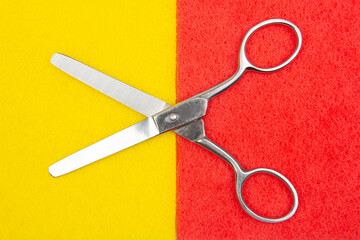 scissors for cutting on a colored background