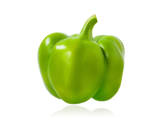 green sweet peppers isolated on white background