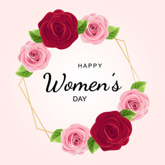International Women's Day postcard. Happy Women's Day. Vector illustration.