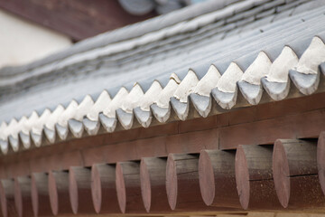 Close-up of historic Korean roof.