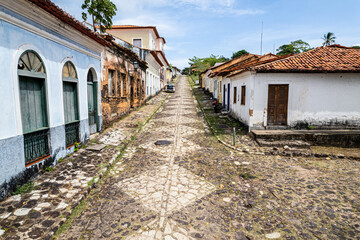 Aerial view of Alcântara, Maranhão, Brazil. Ruins in the historic city.