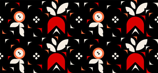 Baohaus flower pattern. Bauhaus trendy artwork for various backgrounds, poster art, textile design, decorative prints, invitation letters, etc.